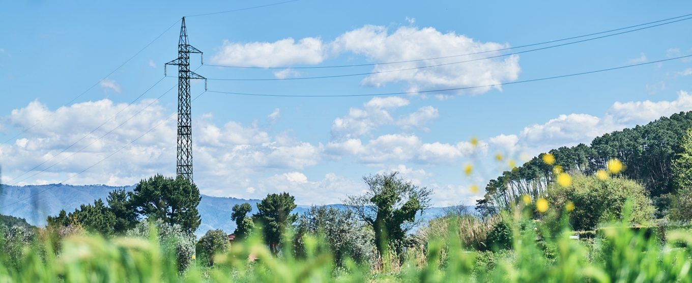 An electricity pylon in a landscape