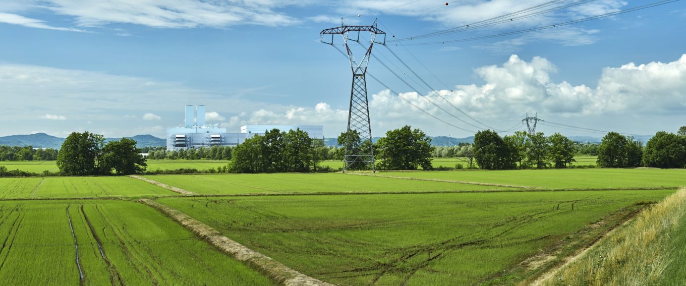 An electricity pylon in a landscape